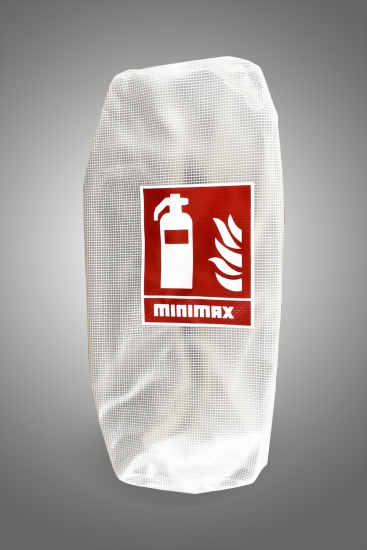 Minimax Schutzhülle/Schutzhaube/Gitternetzhaube für Feuerlöscher bis 6kg, mit Piktogramm / ISO-Symbol, PVC, ASR A1.3